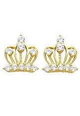 small entrancing gold crown cz screwback earrings for babies and children